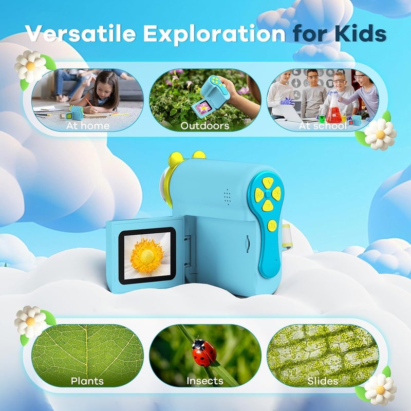 Hideal HP60 IPS Microscope for Kids: [Auto On & Off] [3-in-1] 2" Portable Handheld Microscope Miniscope, Pocket Mini Scope Educational Science Kit, Christmas Birthday Gifts for Kids, PC View, Blue - Image 5